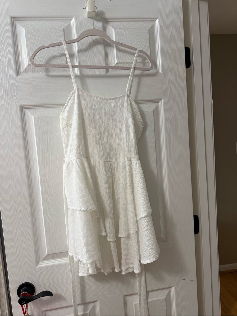 White Tiered Spaghetti-Strap Dress